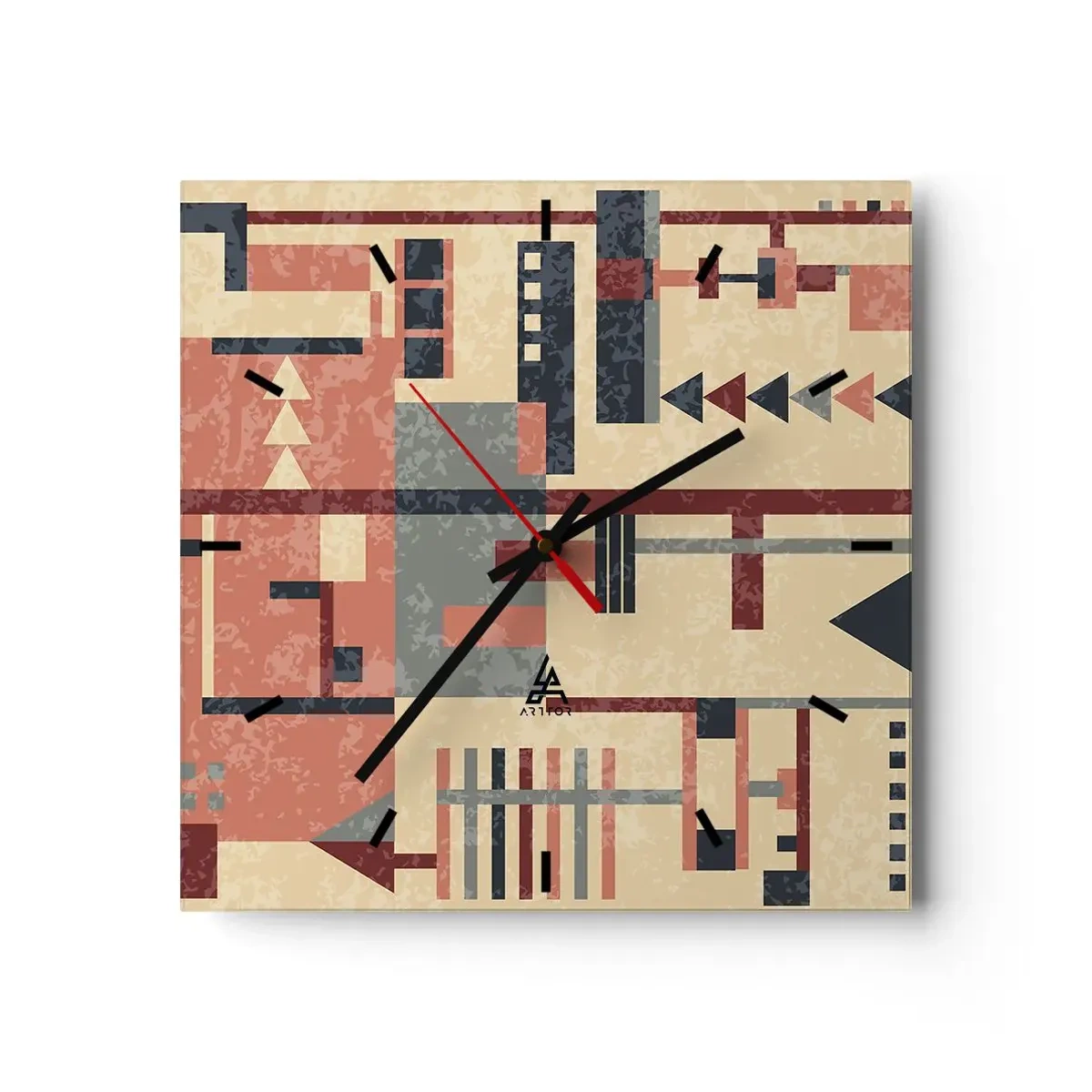 Relógio de parede - Relógio em vidro - Combinação de verticais e horizontais - 30x30 cm