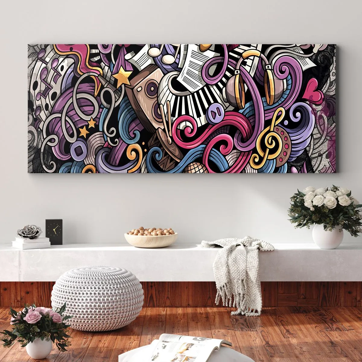 Quadro em tela - Melodia complicada - 100x40 cm