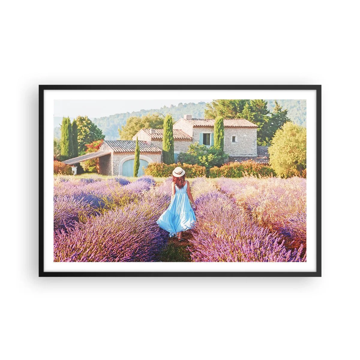 Pôster com moldura preta - Menina Lavanda - 91x61 cm