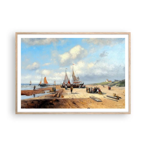 Pôster com moldura de carvalho claro - Pós-caça bem-sucedida - 100x70 cm