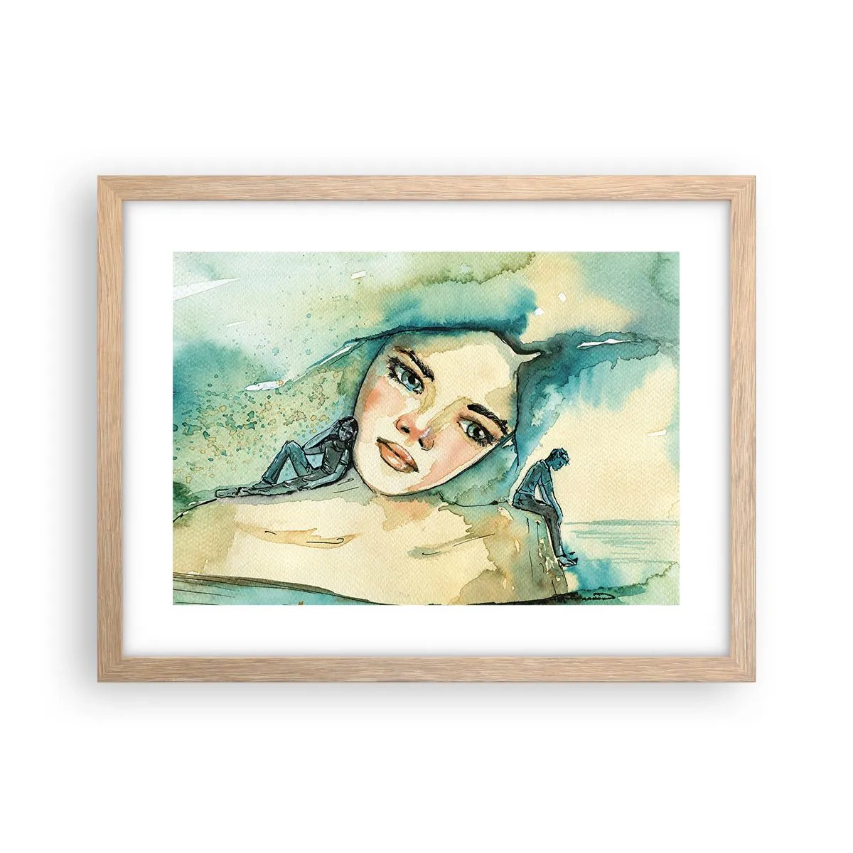 Pôster com moldura de carvalho claro - Am I blue? - 40x30 cm