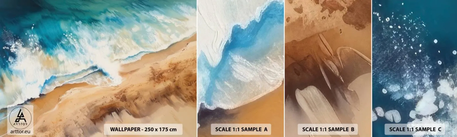 Amostra de Papel de Parede Standard Eco - A onda que retorna - Costa, Beira-mar, oceano - 100x30 cm