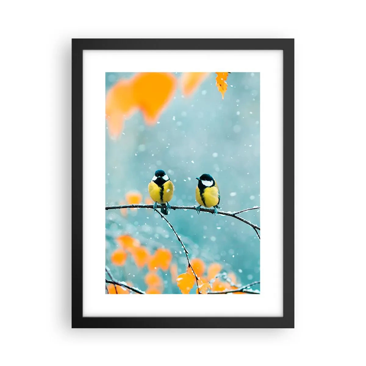 Pôster com moldura preta - Fofoca de pássaros - 30x40 cm