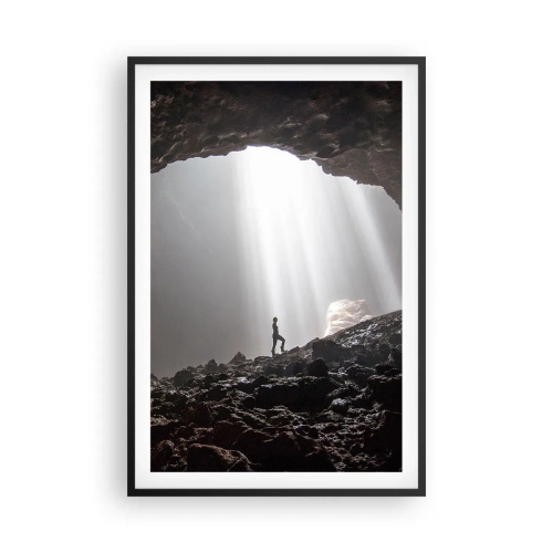 Pôster com moldura preta - Gruta luminosa - 61x91 cm