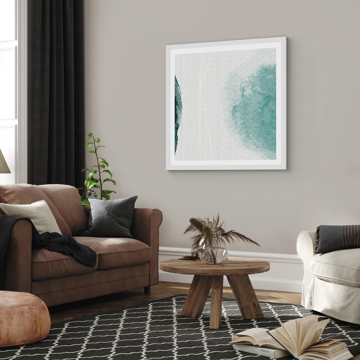 Pôster em moldura branca - Encontro com a neblina - 30x30 cm