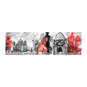 Amostra de papel de parede autocolante Deluxe Sticker - Reunião em Berlim - Cidade, Pintura, Arquitetura - 100x30 cm