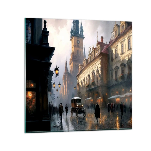 Quadro em vidro - O encanto de uma noite em Praga - 40x40 cm