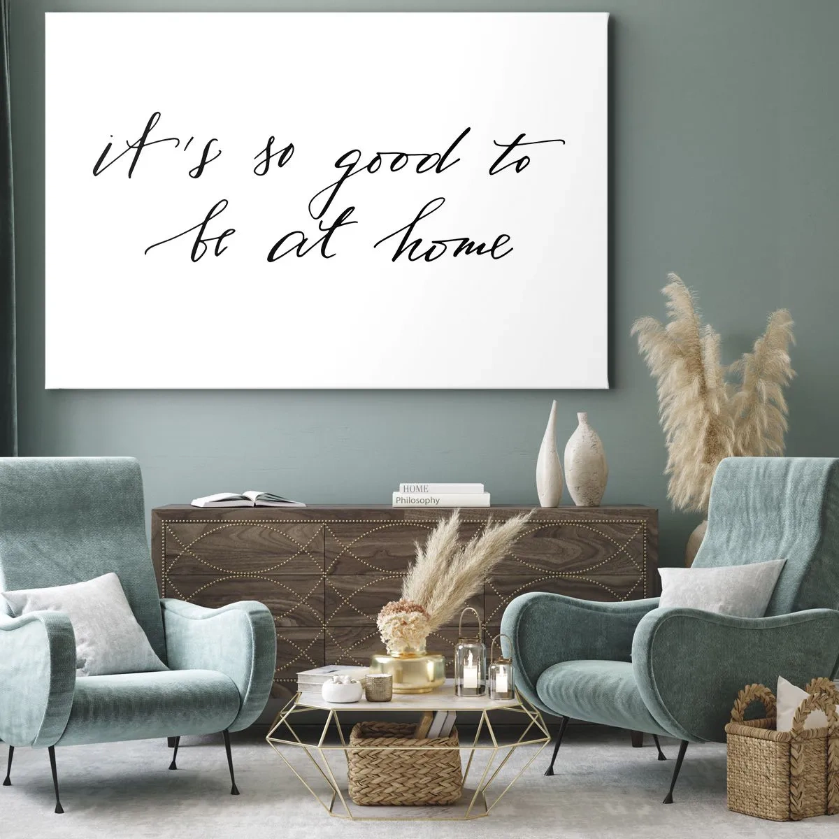 Quadro em tela - Letras em estilo caligráfico em fundo branco - 70x50cm - Toda a verdade - Decoração de parede moderna para a sala de estar e quarto ARTTOR