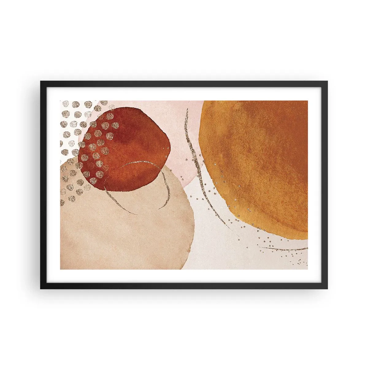 Pôster com moldura preta - Redondeza e movimento - 70x50 cm