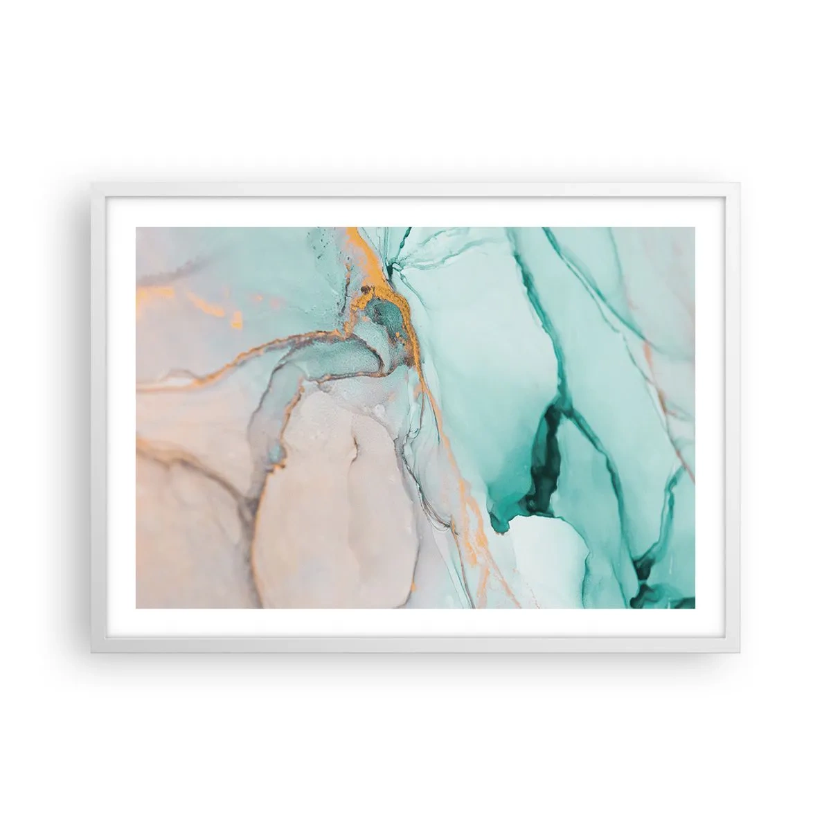 Pôster em moldura branca - Dança das formas e cores - 70x50 cm