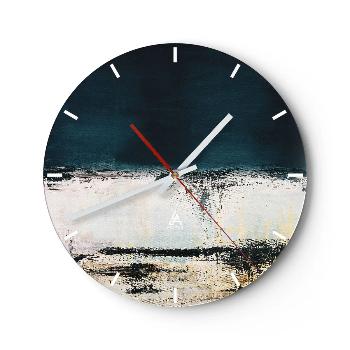 Relógio de parede - Relógio em vidro - Paisagem abstrata em tons claros e escuros - 30x30cm - Composição horizontal - Decoração de parede moderna para a sala de estar, cozinha e quarto ARTTOR