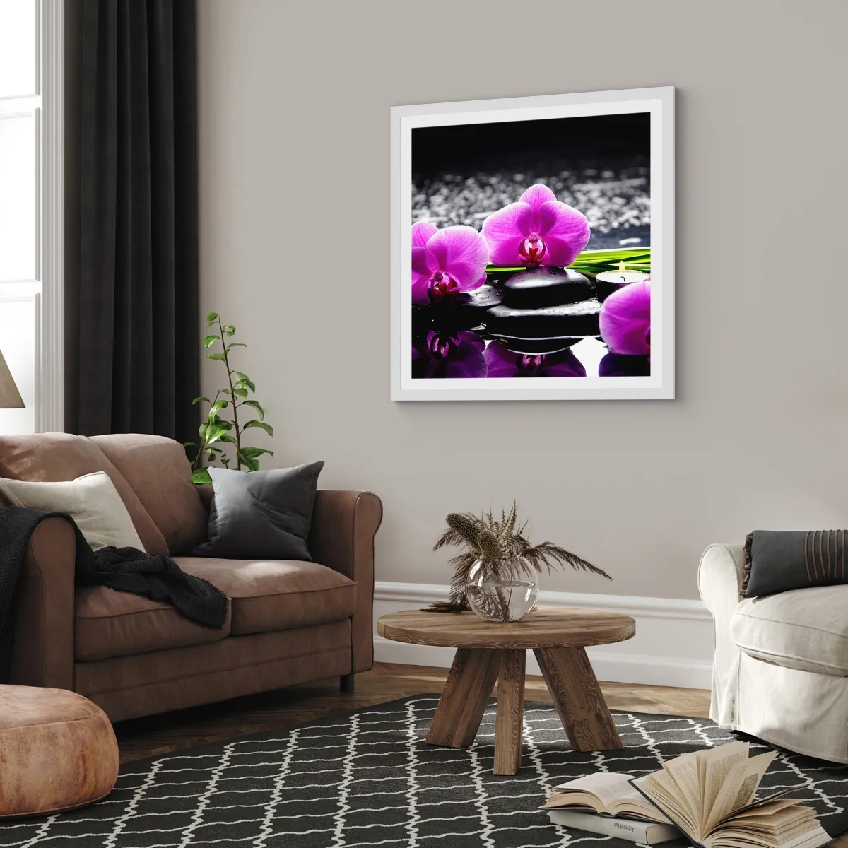 Pôster em moldura branca - Afogar-se na paz e sossego - 60x60 cm