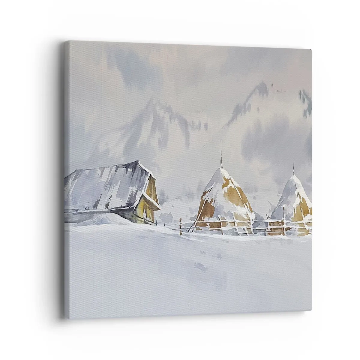 Quadro em tela - No vale nevado - 40x40 cm