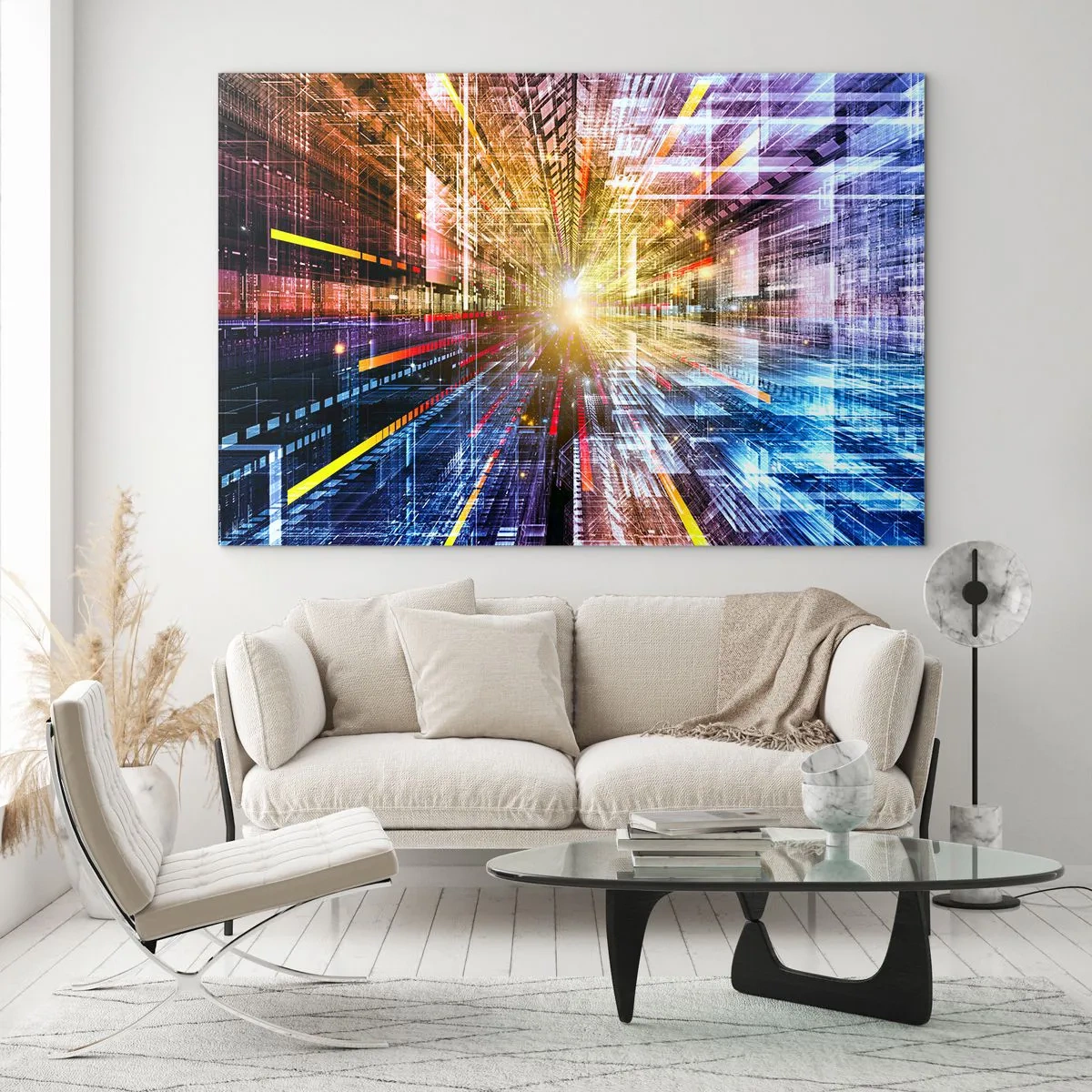 Quadro em vidro - Corredor de luz - 100x70 cm