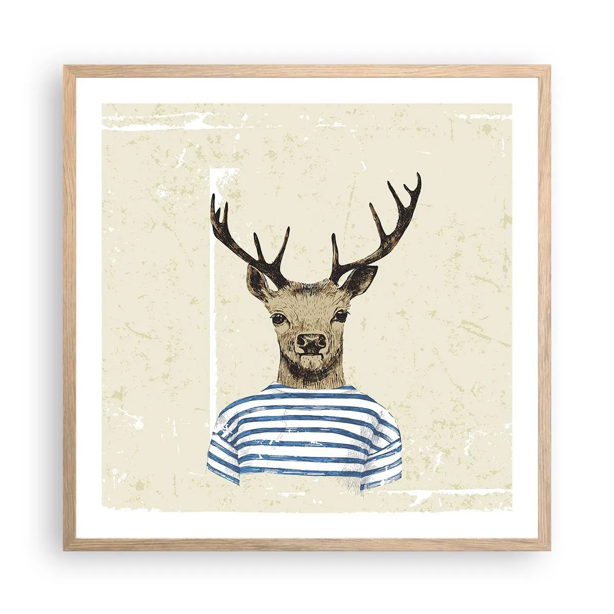 Pôster com moldura de carvalho claro - Porque eu gosto de camisas listradas! - 60x60 cm