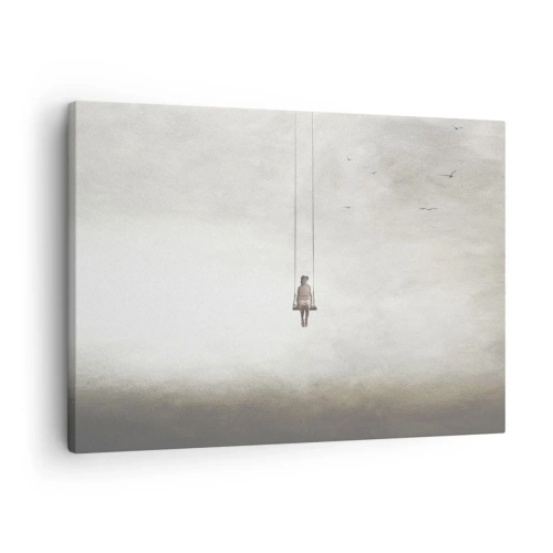 Quadro em tela - Uma figura em um balanço suspensa no espaço - 70x50cm - A criança em nós - Decoração de parede moderna para a sala de estar e quarto ARTTOR