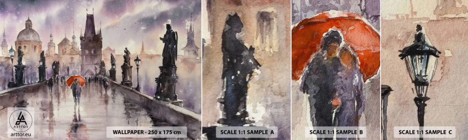 Amostra de papel de parede autocolante Deluxe Sticker - Pessoas não mudam - Ponte, Paisagem, Clássico - 100x30 cm