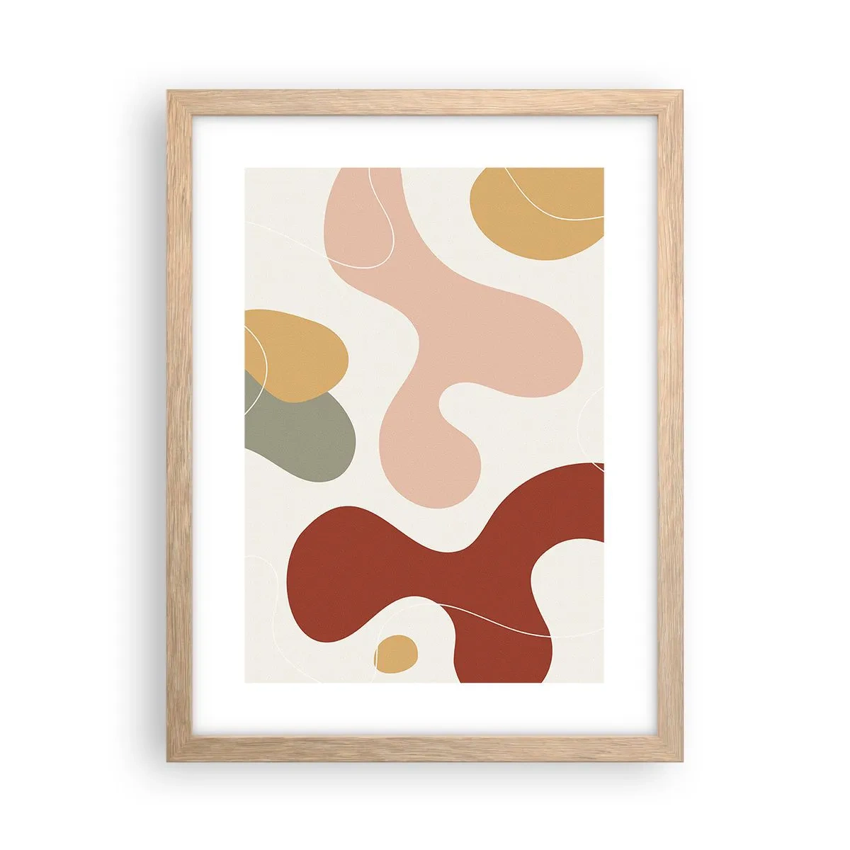 Pôster com moldura de carvalho claro - Ziguezagues ornamentais - 30x40 cm