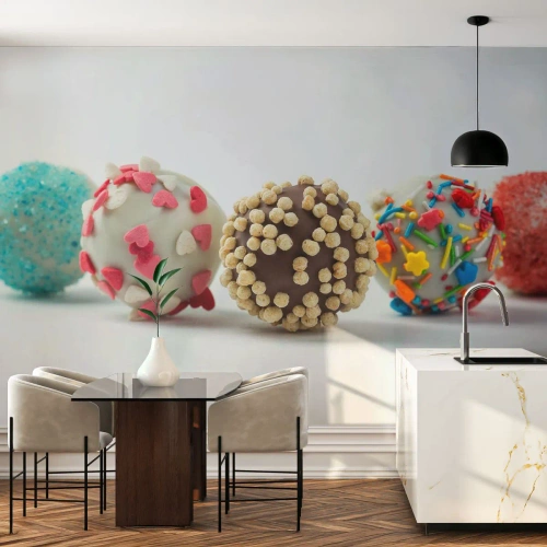 Papel de Parede Premium Canvas - A vida pode ser doce - Doces, Doces, Pirulitos Coloridos - 250x175 cm