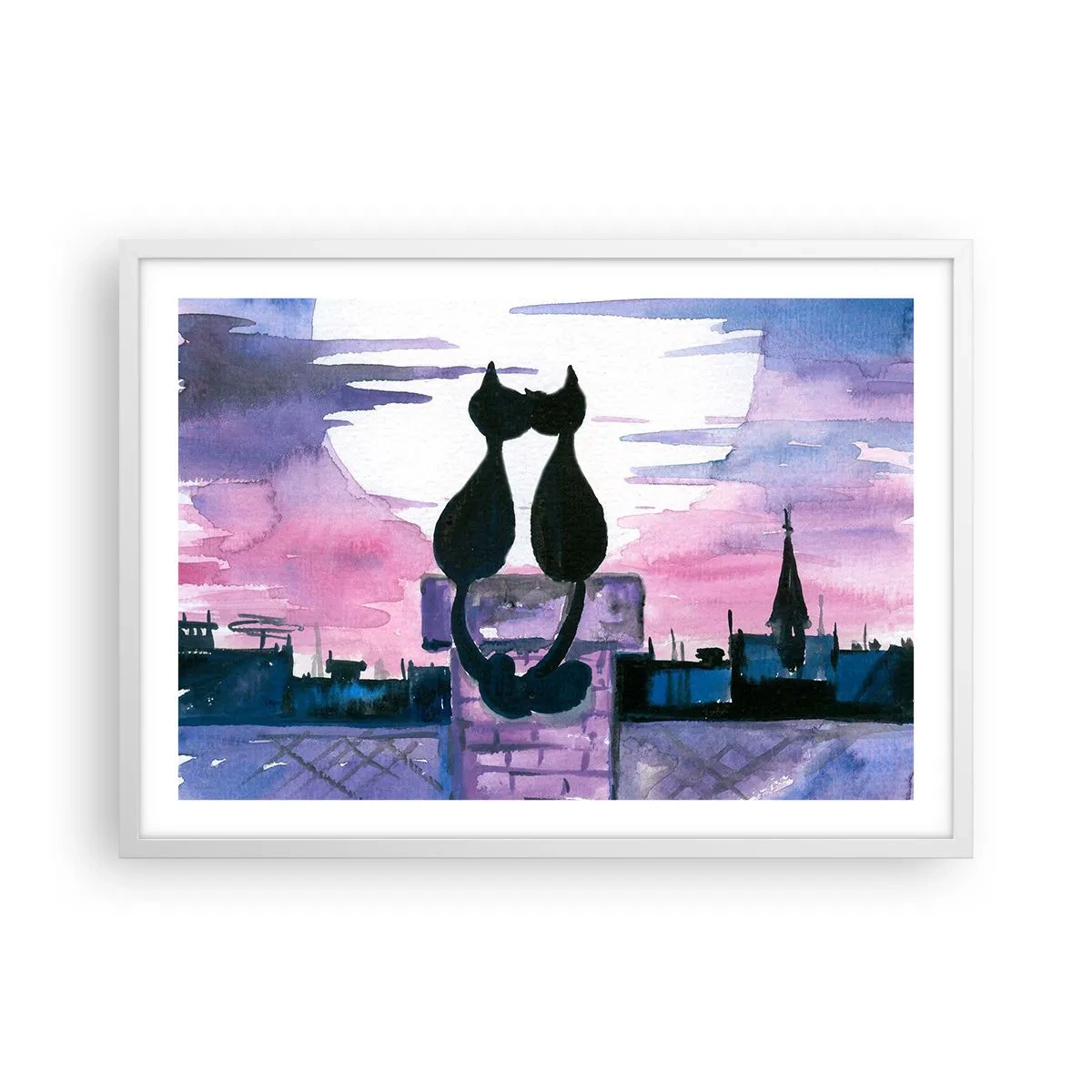 Pôster em moldura branca - Rendez-vous sob a lua - 70x50 cm