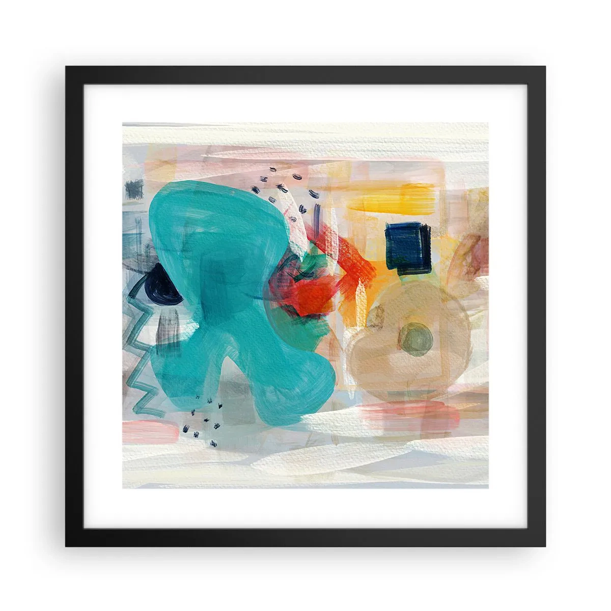 Pôster com moldura preta - Jogo colorido - 40x40 cm