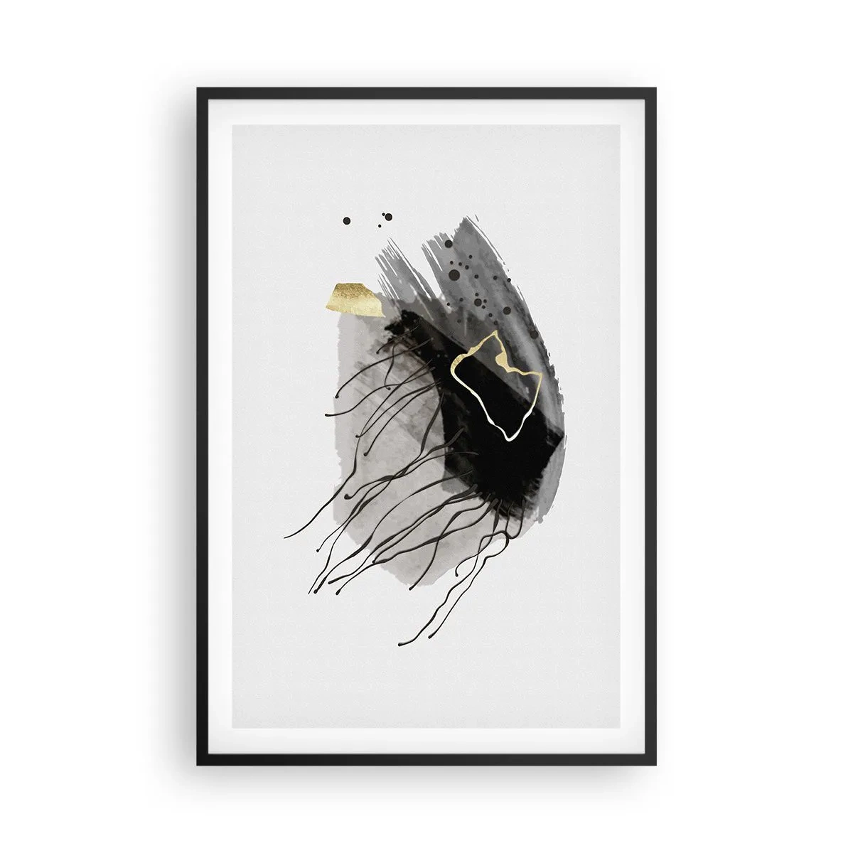 Pôster com moldura preta - A preto e dourado - 61x91 cm