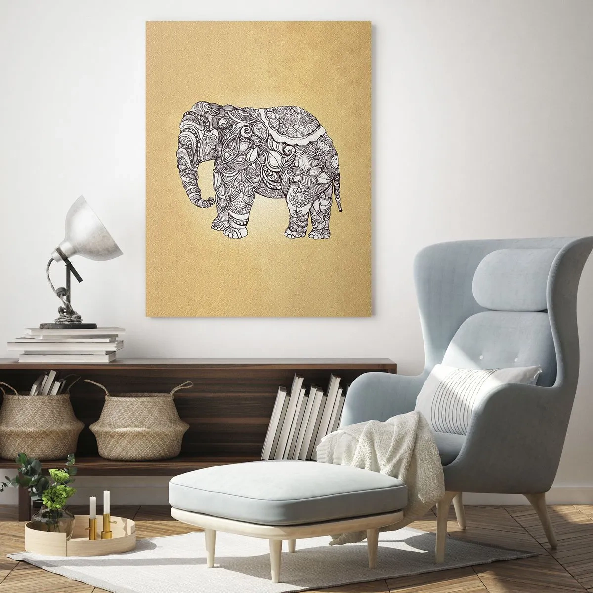 Quadro em vidro - O elefante se cobriu - 50x70 cm