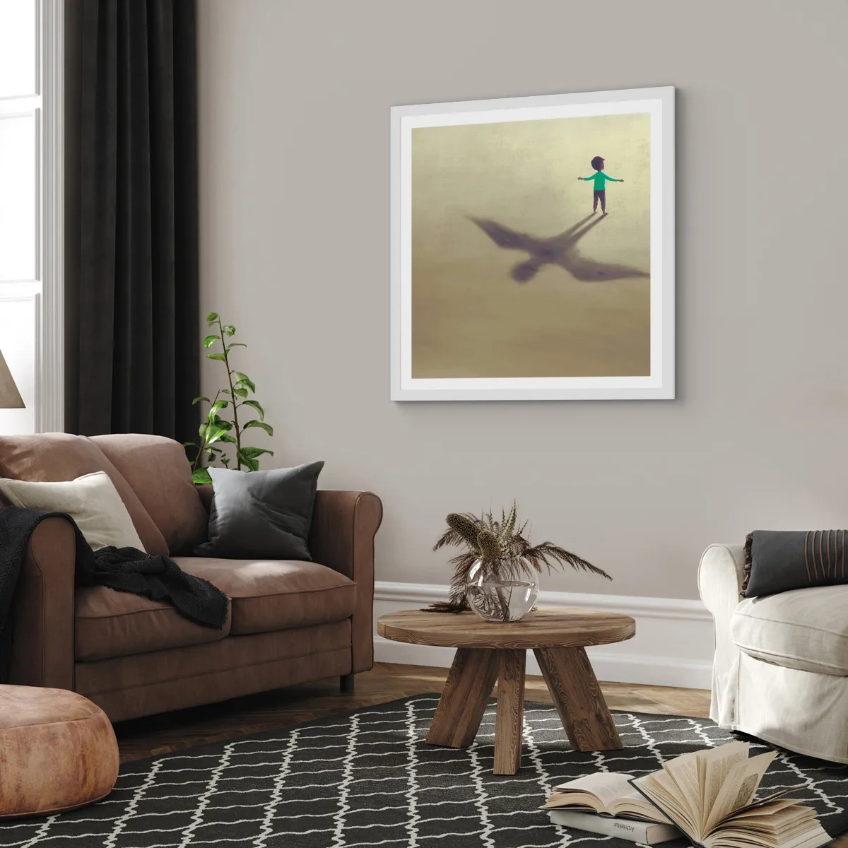 Pôster em moldura branca - Herói do futuro - 40x40 cm