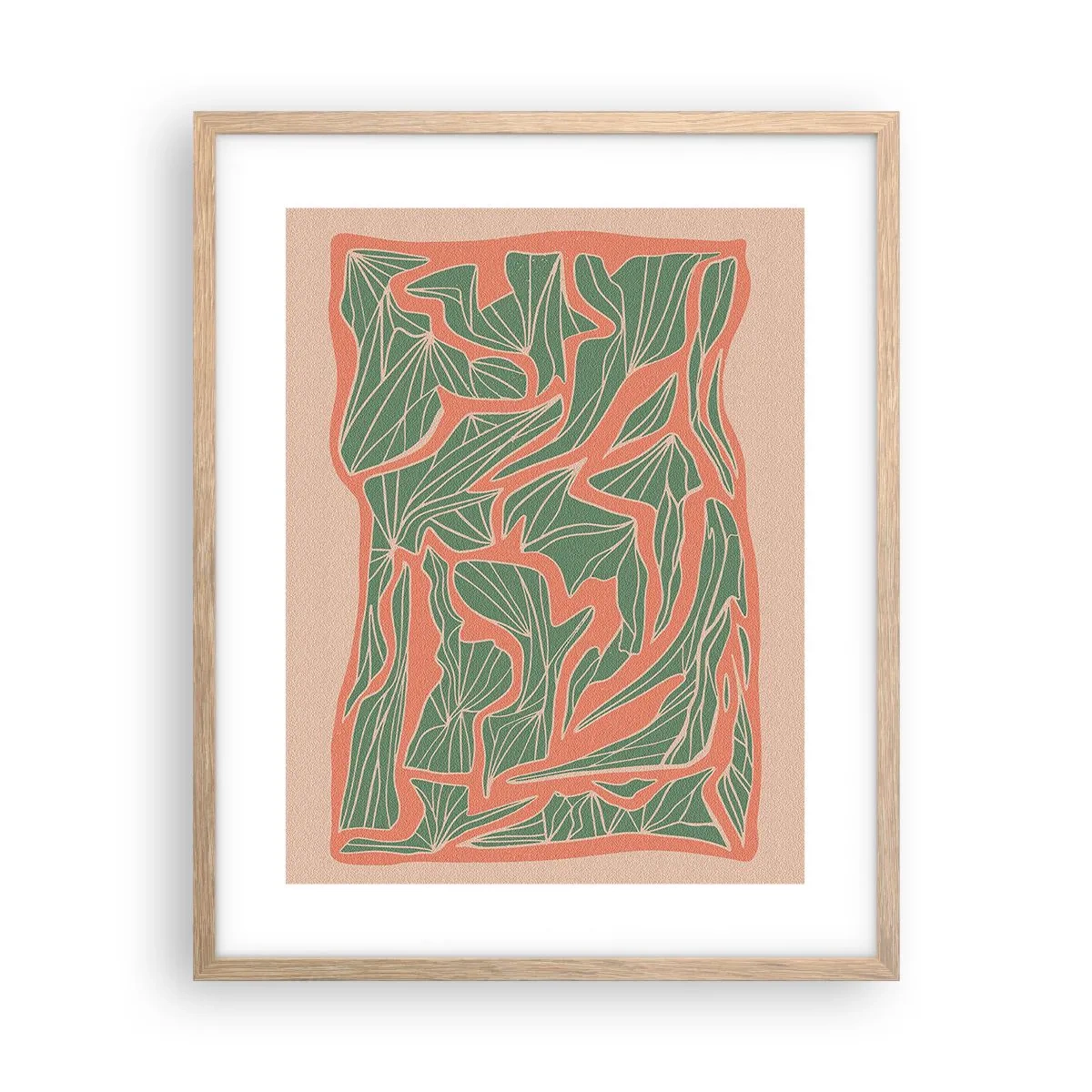 Pôster com moldura de carvalho claro - A luta entre coral e vegetação - 40x50 cm