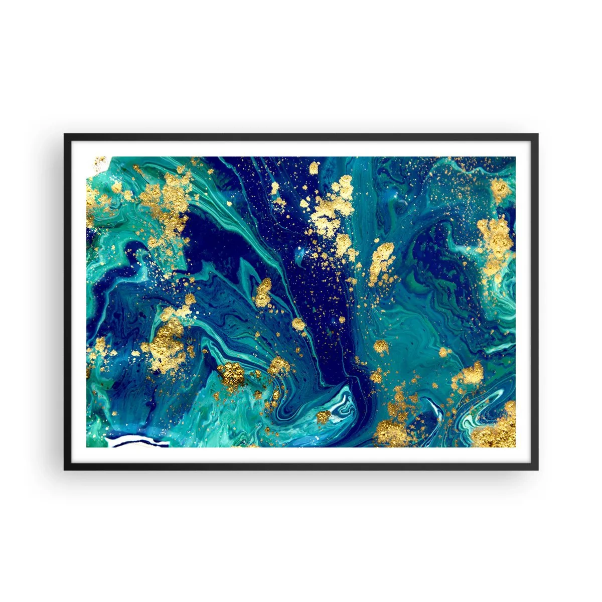 Pôster com moldura preta - Flocos de sol - 100x70 cm