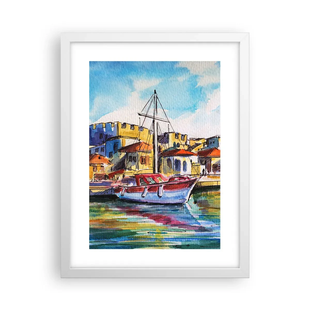 Pôster em moldura branca - Tarde de arco-íris - 30x40 cm