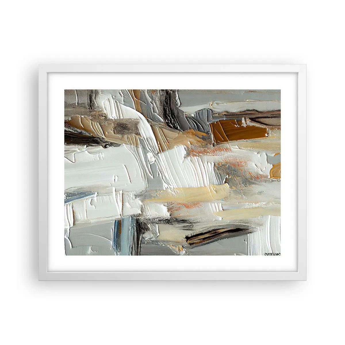 Pôster em moldura branca - Camadas coloridas - 50x40 cm
