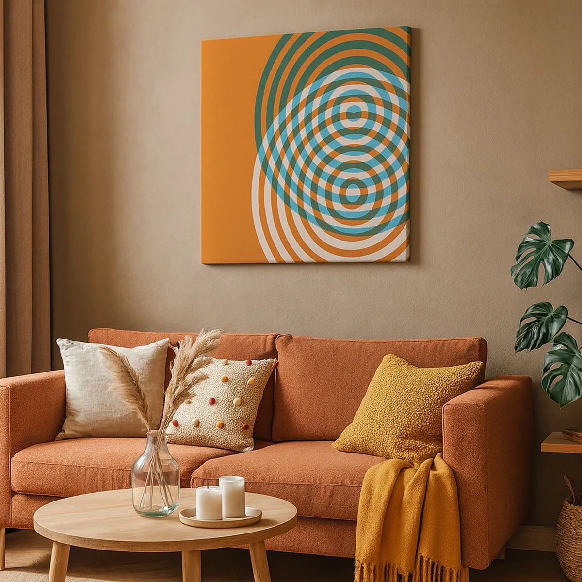 Quadro em tela - Variação circular abstrata - 30x30 cm