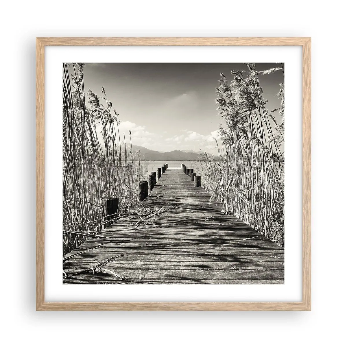 Pôster com moldura de carvalho claro - No silêncio da relva - 50x50 cm