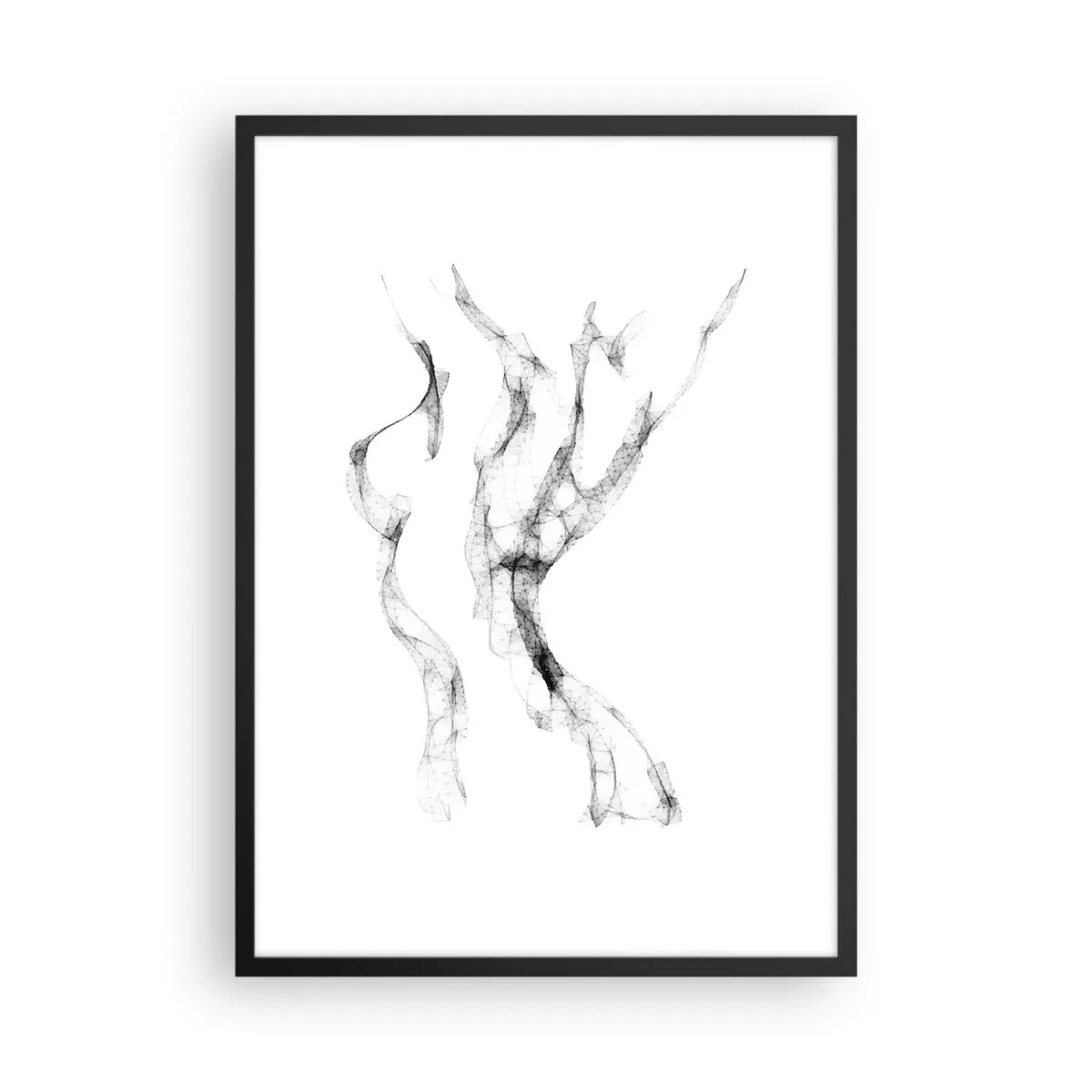 Pôster com moldura preta - Composição abstrata em minimalismo preto e branco - 50x70cm - Bonita e forte - Decoração de parede moderna para a sala de estar e quarto ARTTOR