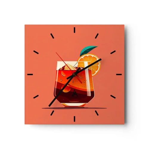 Relógio de parede - Relógio em vidro - Refresco de verão - 30x30 cm