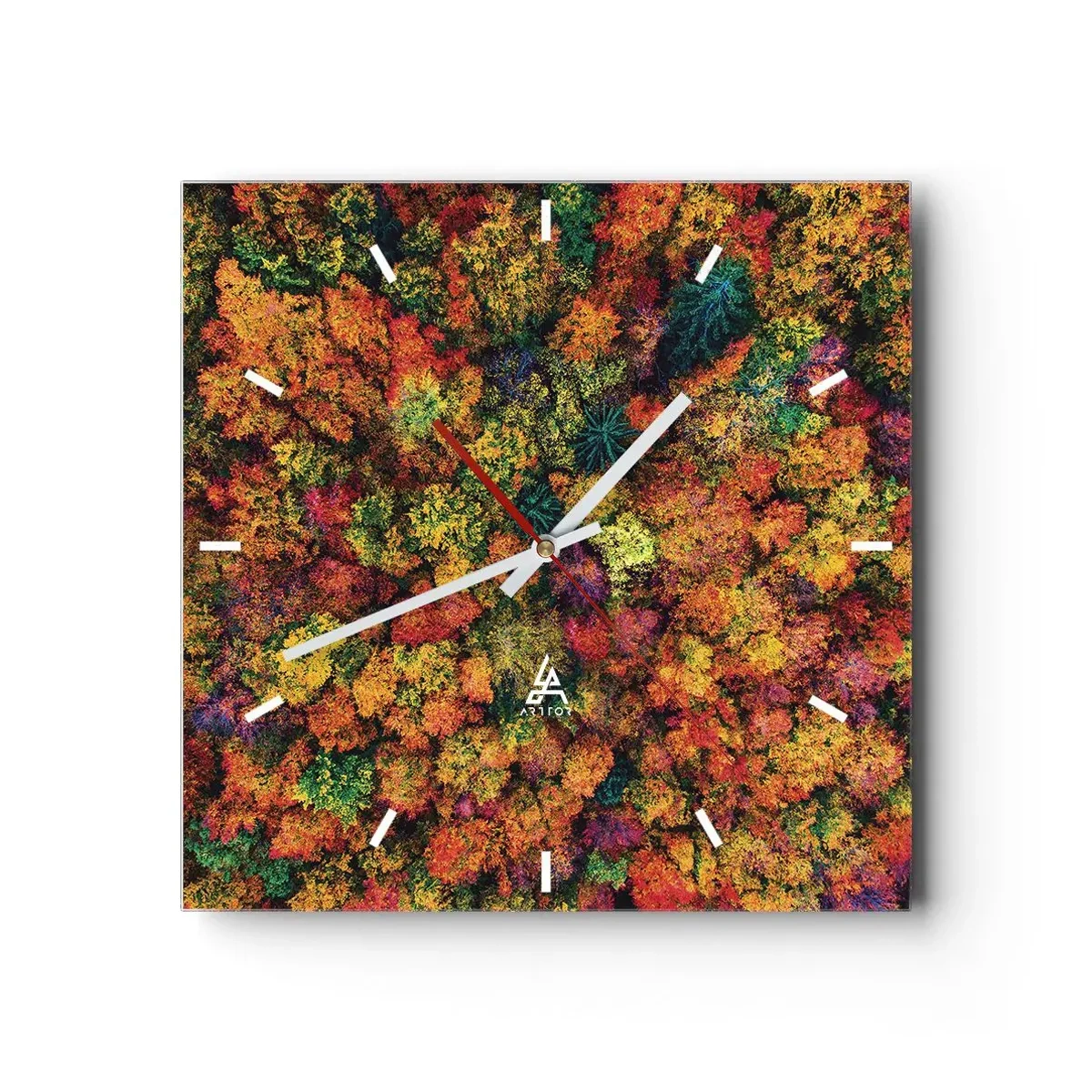 Relógio de parede - Relógio em vidro - Bouquet de árvores de Outono - 30x30 cm