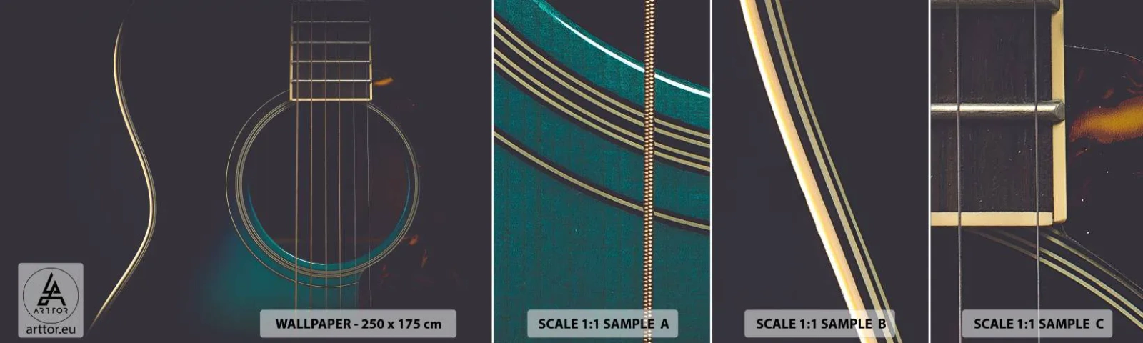 Amostra de Papel de Parede Standard Eco - Um momento antes de soar - Guitarra, Música, Cordas - 100x30 cm