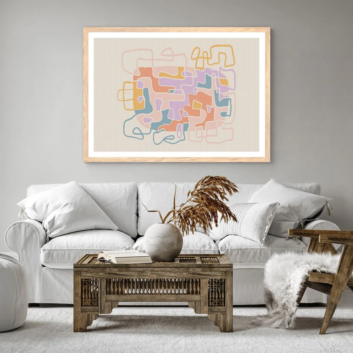 Pôster com moldura de carvalho claro - Labirinto – uma aventura alegre - 91x61 cm