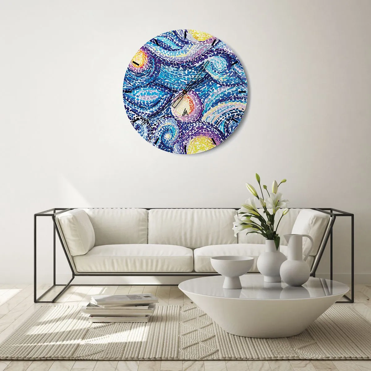 Relógio de parede - Relógio em vidro - De um quadro de van Gogh - 40x40 cm