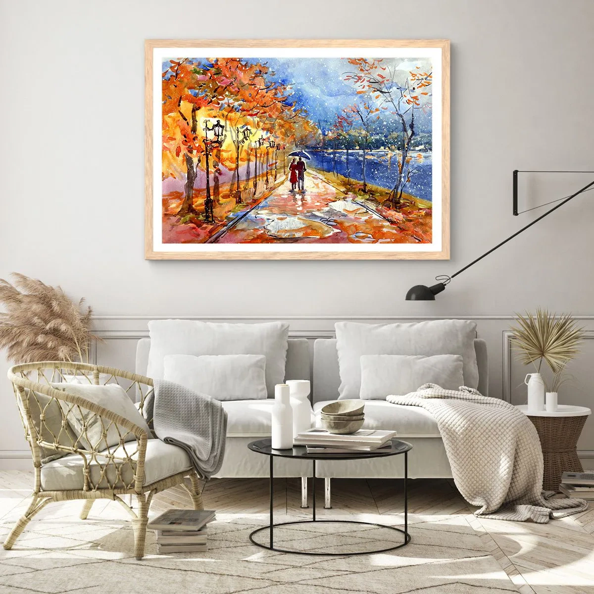 Pôster com moldura de carvalho claro - Juntos até ao limite do tempo - 100x70 cm