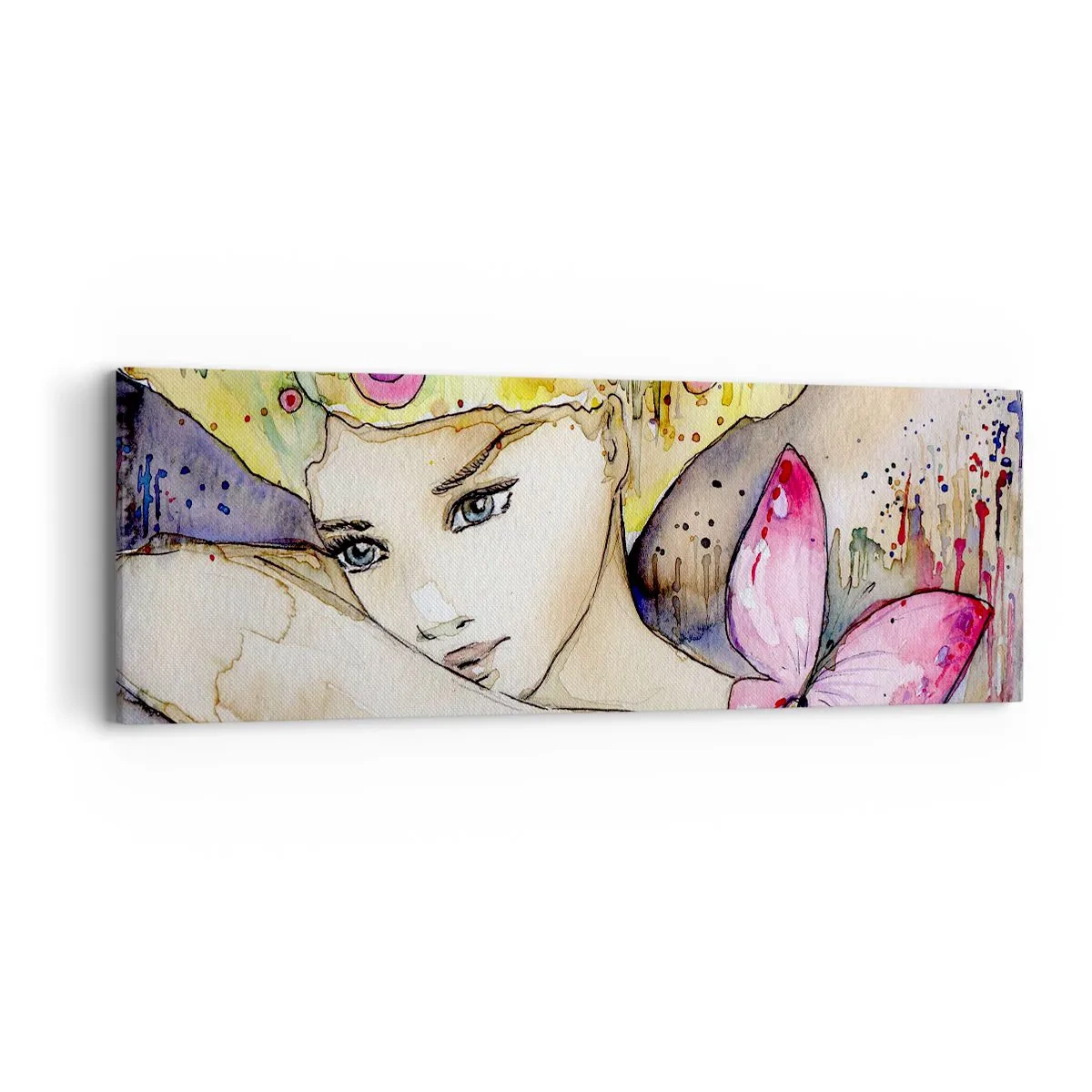 Quadro em tela - Princesa borboleta - 90x30 cm