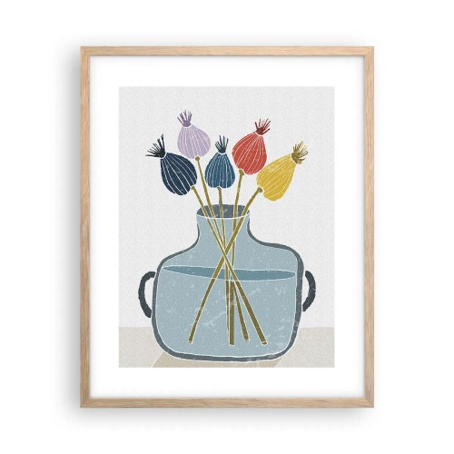 Pôster com moldura de carvalho claro - Como semeou a papoula - 40x50 cm