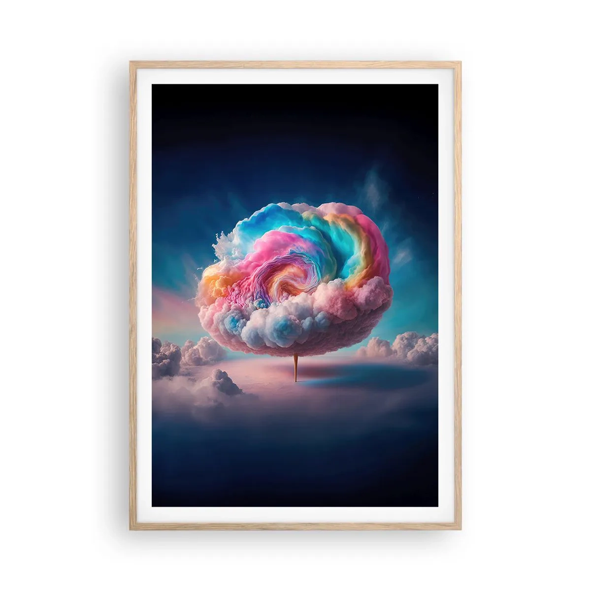 Pôster com moldura de carvalho claro - O sonho de um parque de diversões - 70x100 cm