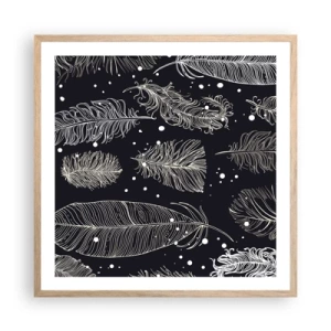 Pôster com moldura de carvalho claro - Rendas de penas - 60x60 cm