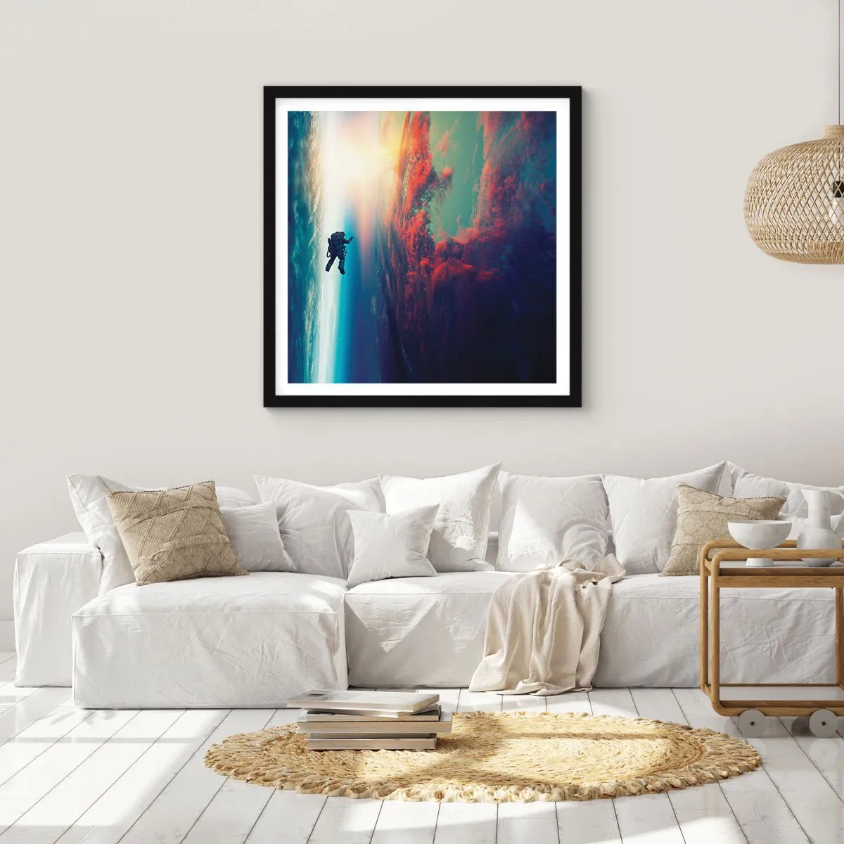 Pôster com moldura preta - Enfrentando o universo - 50x50 cm