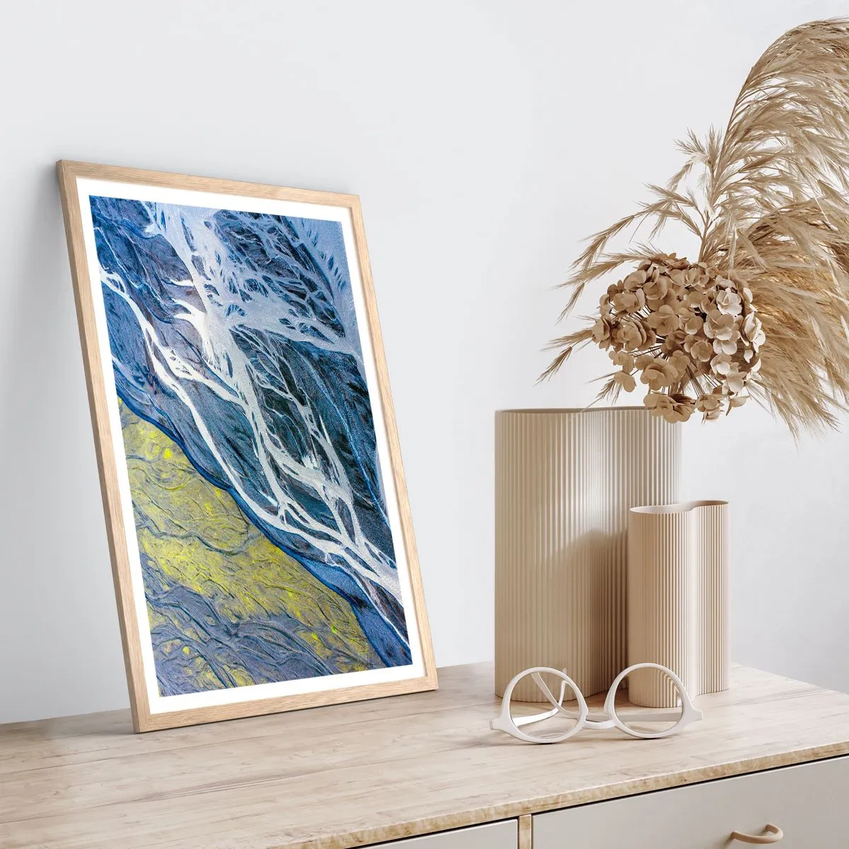 Pôster com moldura de carvalho claro - Pinturas rupestres da natureza - 40x50 cm