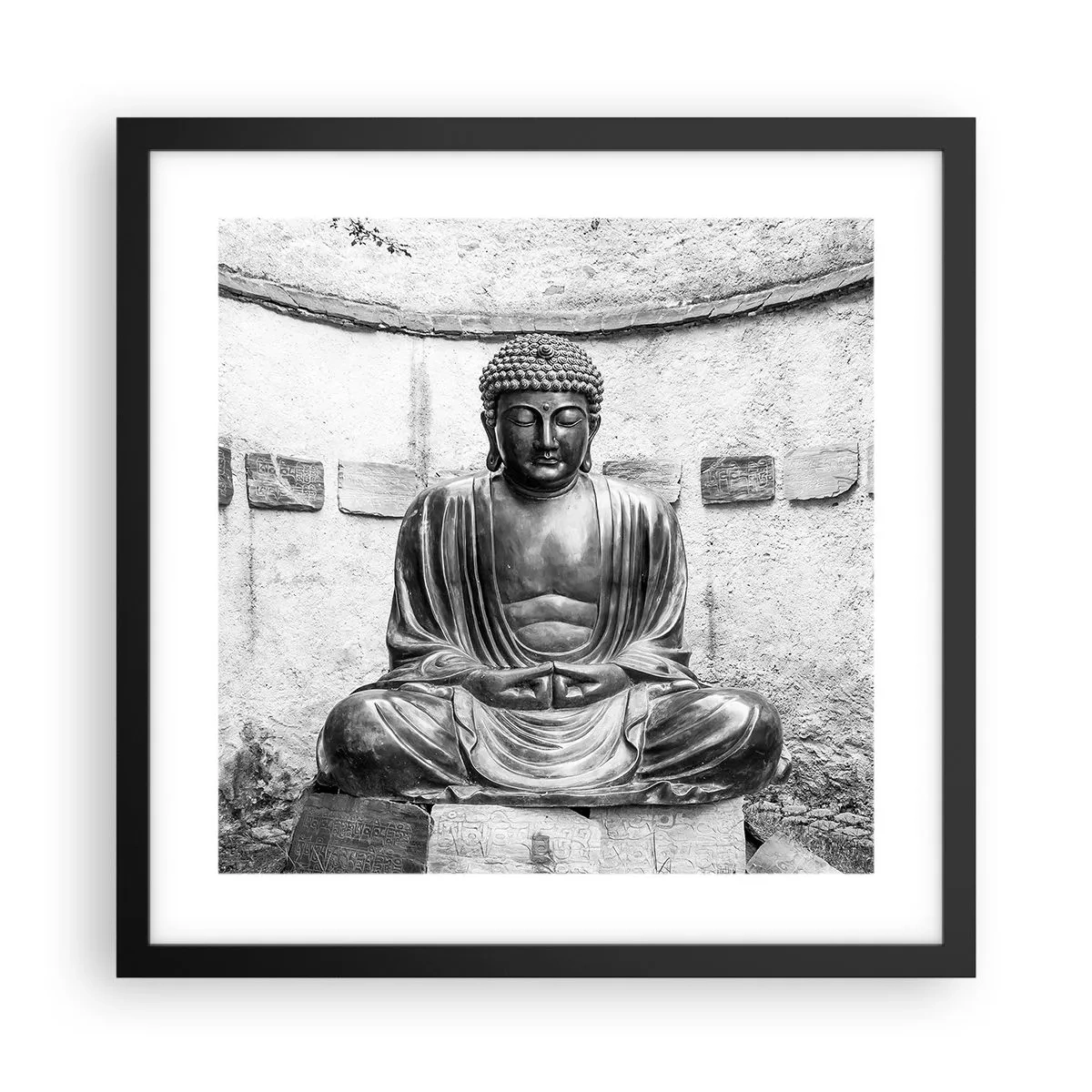 Pôster com moldura preta - Na fonte da paz - 40x40 cm