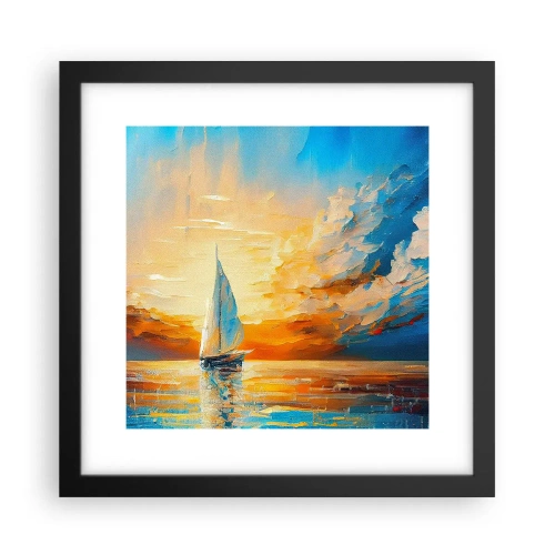 Pôster com moldura preta - Balsa em ouro - 30x30 cm