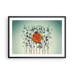 Pôster com moldura preta - Sol japonês - 70x50 cm